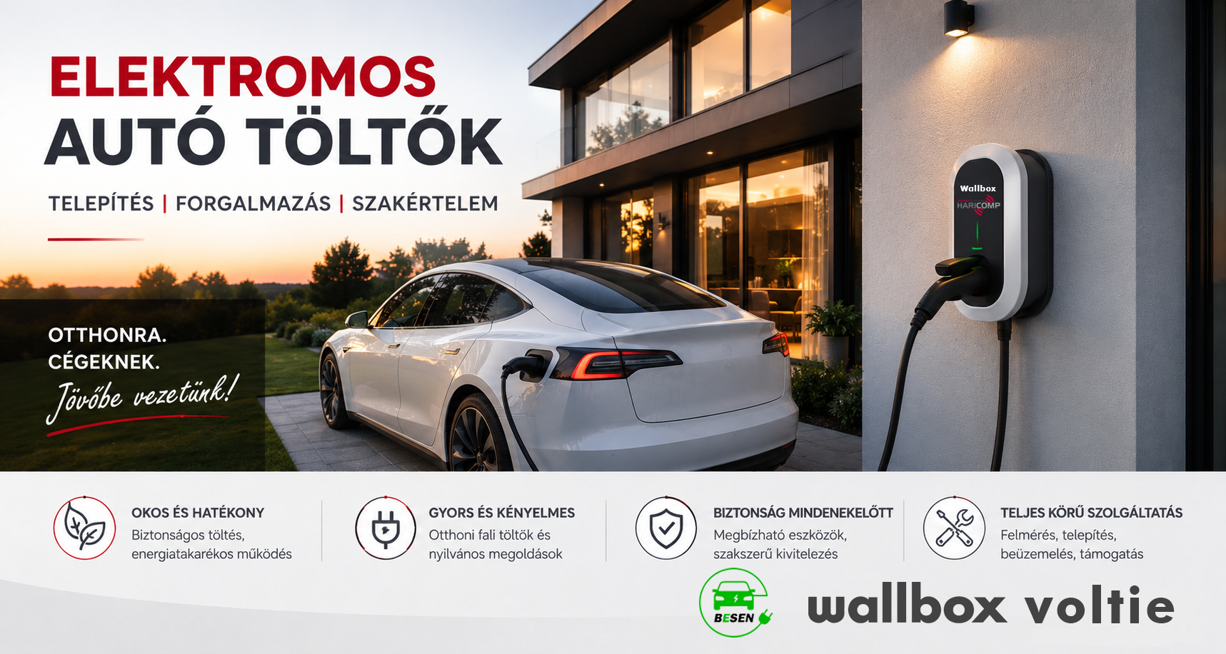 Szakszerű elektromos autó töltő telepítés és szerelés Pécs és vonzáskörzete - Haricomp